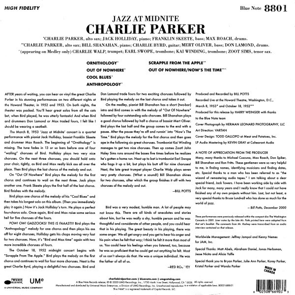 Charlie Parker Jazz At Midnite Vinyl LP - Discrepancy Records