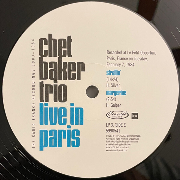 Chet Baker Trio Live In Paris: The Radio France Recordings 1983