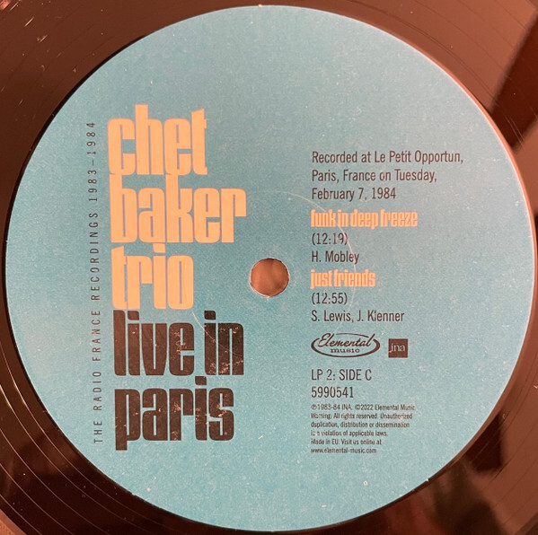 Chet Baker Trio Live In Paris: The Radio France Recordings 1983