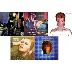 Bowie Space Oddity,Man Who Sold World,Hunky Dory,Ziggy Stardust,Aladdin Sane 5LPs