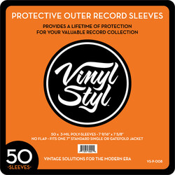 Vinyl Styl 50 Pack Outer Record Protective Sleeves for 7" singles / EPs 3mil