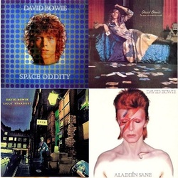 David Bowie Space Oddity, Man Sold World, Ziggy, Aladdin Sane 4 x vinyl LPs