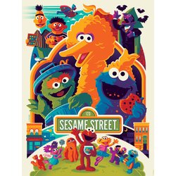 Sesame Street by Tom Whalen Standard Edition Screen Print Framed