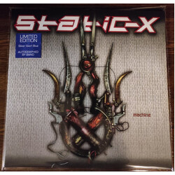 Static-X Machine Limited SILVER SWIRL BLUE ETCHED vinyl 2 LP SIGNED 