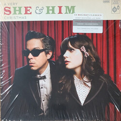 She & Him A Very She & Him Christmas GREEN SILVER Vinyl LP