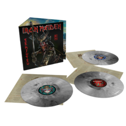 Iron Maiden Senjutsu INDIE SILVER / BLACK / WHITE vinyl 3 LP in tri-fold sleeve
