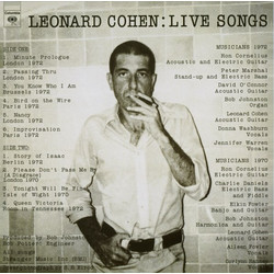 Leonard Cohen Live Songs remastered MOV audiophile 180gm vinyl LP