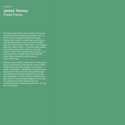 James Tenney Postal Pieces VINYL LP