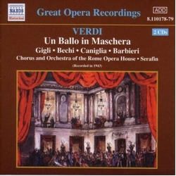 Verdi & Chorus & Orchestra Of The Rome Opera House & Gigli & Bechi & Caniglia & Barbieri & Serafin Un Ballo In Maschera CD