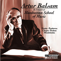 Artur Balsam In Concert At The Manhattan School Of Music CD