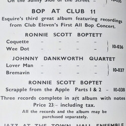 The Ronnie Scott Boptet / The John Dankworth Quartet Bop At Club 11