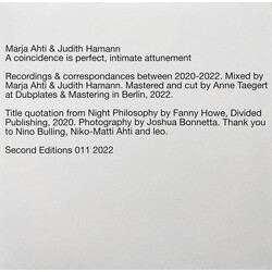 Marja Ahti / Judith Hamann A Coincidence Is Perfect, Intimate Attunement