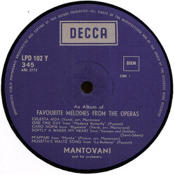 Mantovani And His Orchestra Favourite Melodies From The Operas