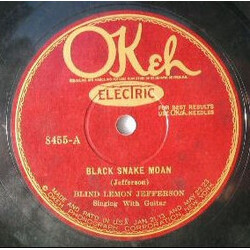 Blind Lemon Jefferson Black Snake Moan / Matchbox Blues