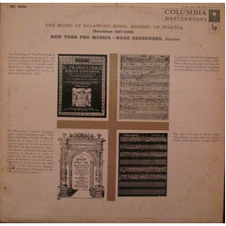Salomone Rossi / Noah Greenberg / New York Pro Musica The Music Of Salamone Rossi, Hebreo Of Mantua