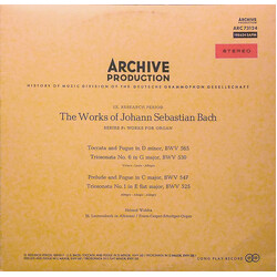 Johann Sebastian Bach / Helmut Walcha Toccata And Fugue In D Minor, BWV 565 / Triosonata No. 6 In G Major, BWV 530 / Prelude And Fugue In C Major, BWV
