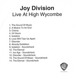 Joy Division Live At Town Hall  High Wycombe 20Th February 1980 Vinyl