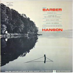 Samuel Barber / Howard Hanson / Eastman-Rochester Orchestra Symphony No. 1, Overture To "The School Of Scandal", Medea Suite, Adagio For Strings