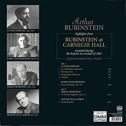 Arthur Rubinstein Highlights from Rubenstein at Carnegie Hall Vinyl LP