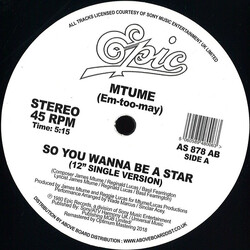 Mtume So You Wanna Be A Star (Danny Krivit Edit) Vinyl