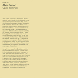 Alvin Curran Canti Illuminati Vinyl LP