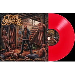 Carnal Savagery Graveworms Cadavers Coffins & Bones - Clear Red VINYL LP