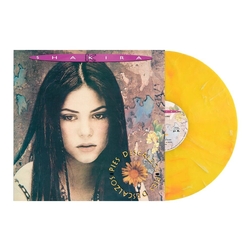 Shakira Pies Descalzos VIBRANT YELLOW W RED SWIRL MARBLE VINYL LP