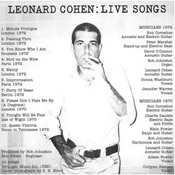 Leonard Cohen Live Songs CD
