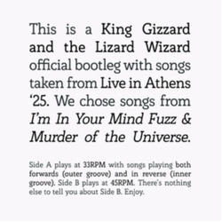 King Gizzard And The Lizard Wizard Songs From Im In Your Mind Fuzz & Murder Of The Universe Live In Athens 25 VINYL LP