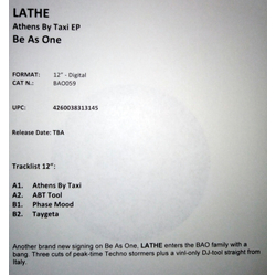 Lathe Athens By Taxi Ep VINYL 12INCH