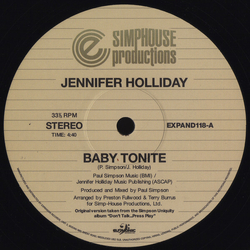 Jennifer Holliday Baby Tonite Vinyl 12"