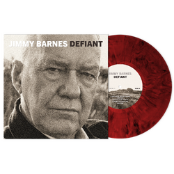 Jimmy Barnes DEFIANT LIMITED RED / BLACK MARBLED VINYL LP SIGNED
