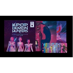 Various KPOP Demon Hunters Anniversary indie EXCLUSIVE SODALITE SPLATTER COLOURED VINYL LP PLUS 2 PRINTS STICKER SHEET 3 PHOTO CARDS