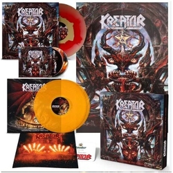 Kreator Krushers Of The World TRANSLUCENT YELLOW VINYL 2LP + RED IN GOLD VINYL LP + 2XCD WITH OBI-STRIP BOX SET + POSTER + BOOKLET + BEER COASTER