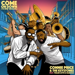Connie/The Keytones Price Come On Down TO NEW ORLEANS LIMITED YELLOW & BLUE SPLATTERED VINYL 7INCH