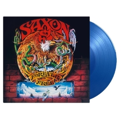 Saxon Forever Free REISSUE LIMITED NUMBERED 180GM AUDIOPHILE TRANSLUCENT BLUE VINYL LP + INSERT + ART PRINT