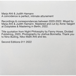 Marja/Judith Hamann Ahti A Coincidence Is Perfect Intimate Attunement VINYL LP LIMITED TO 300 COPIES