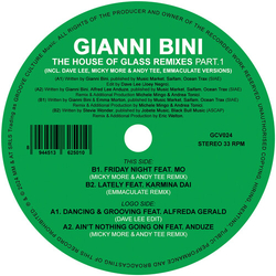 Gianni Bini The House Of Glass Remixes Part 1 VINYL 12INCH