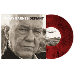 Jimmy Barnes Defiant RED & BLACK MARBLED VINYL LP IN AUTOGRAPHED SLEEVE