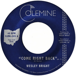 Wesley Bright Come Right Back Vinyl 7" 