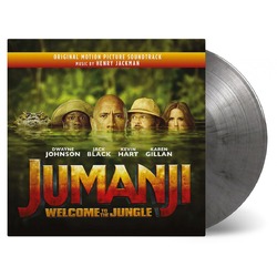 Henry Jackman Jumanji: Welcome To The Jungle Soundtrack 2 LP Limited 'Wild Rhino' Silver & Black Marbled 180 Gram Audiophile Vinyl 60X60 Movie Poster 