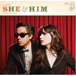 She & Him A Very She & Him Christmas RED TRANSLUCENT VINYL LP USED