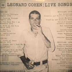 Leonard Cohen Live Songs Vinyl LP USED