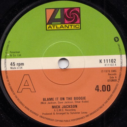 Mick Jackson Blame It On The Boogie Vinyl 7" USED