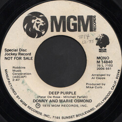 Donny & Marie Osmond Deep Purple USED VINYL 7INCH 45 RPM SINGLE PROMO STEREO MONO