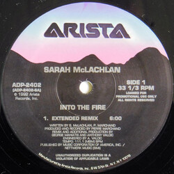 Sarah McLachlan Into The Fire USED VINYL 12INCH 33 S RPM PROMO