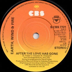 Earth, Wind & Fire After The Love Has Gone Vinyl 7" USED