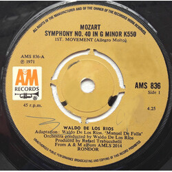 Waldo De Los Rios Mozart Symphony No. 40 In G Minor K550 USED VINYL 7INCH 45 RPM SINGLE