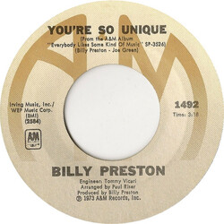 Billy Preston You're So Unique / How Long Has The Train Been Gone USED VINYL 7INCH 45 RPM STYRENE