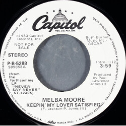 Melba Moore Keepin' My Lover Satisfied USED VINYL 7INCH 45 RPM PROMO STEREO